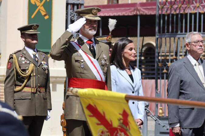 Le roi Felipe VI d'Espagne célèbre le 40ᵉ anniversaire de son investiture militaire à l'Academie militaire de Zaragoza.
