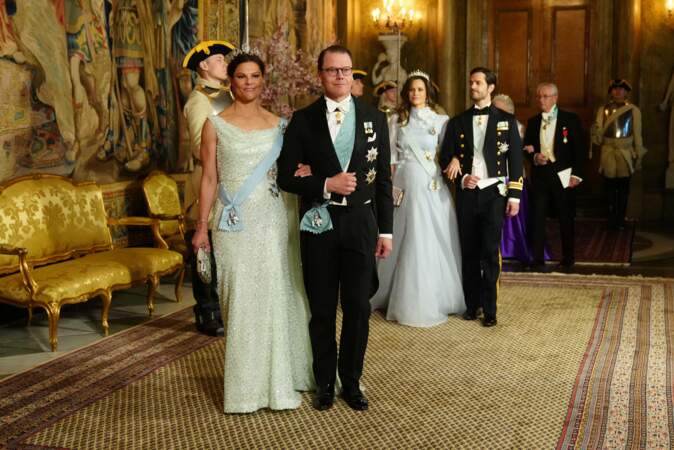 La princesse héritière Victoria et le prince Daniel lors du banquet d'Etat organisé à Stockholm. 