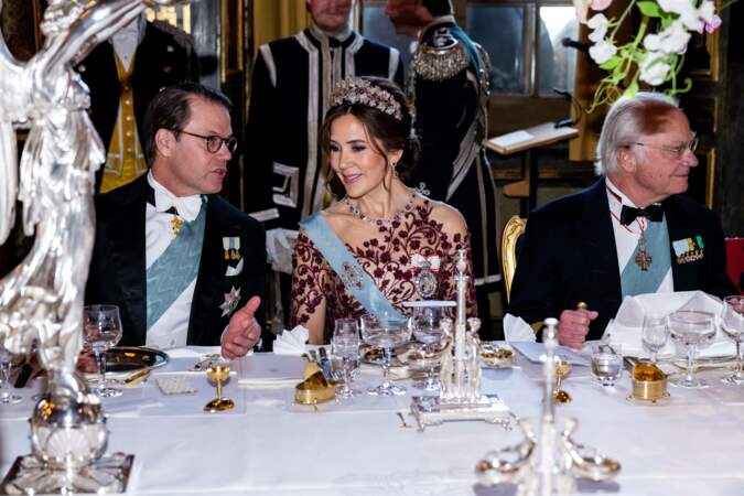Le prince Daniel de Suède et la reine Mary de Danemark au dîner de gala organisé au palais royal de Stockholm
